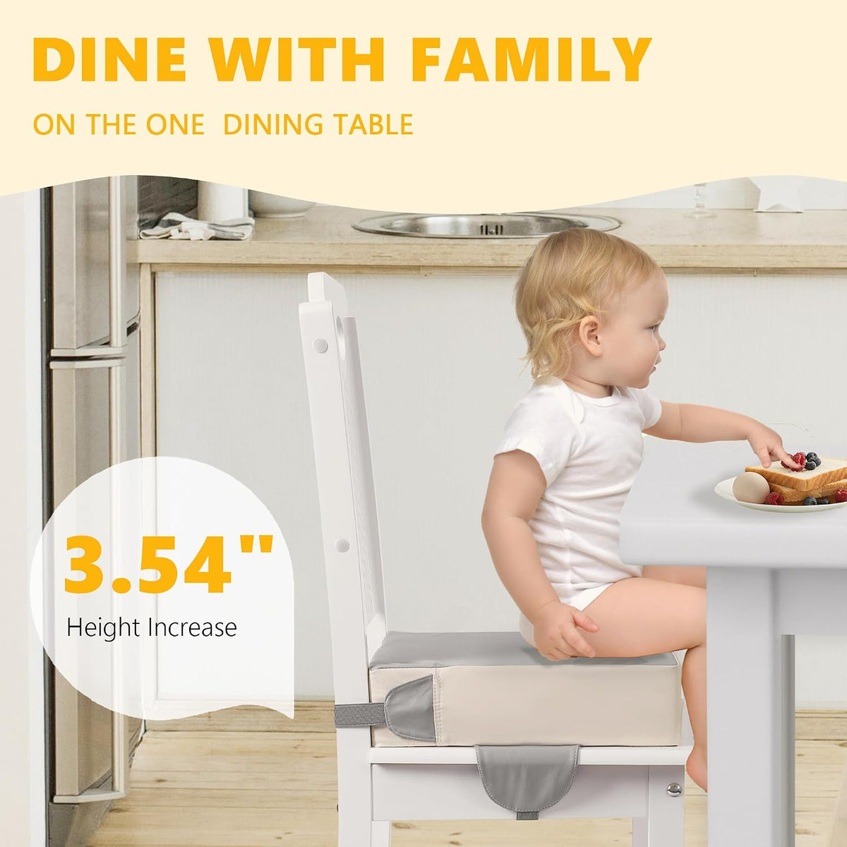 Booster Seat for Kitchen Chair, Toddler Booster Seats for Dining Table with Adjustable Straps Portable for Travel Camping Eating, Booster Cushion for Table for Baby Child Infant Kid Boy Girl