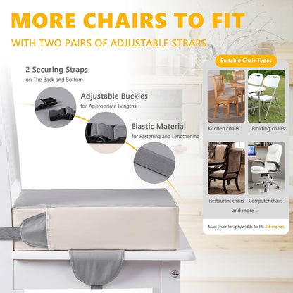 Booster Seat for Kitchen Chair, Toddler Booster Seats for Dining Table with Adjustable Straps Portable for Travel Camping Eating, Booster Cushion for Table for Baby Child Infant Kid Boy Girl