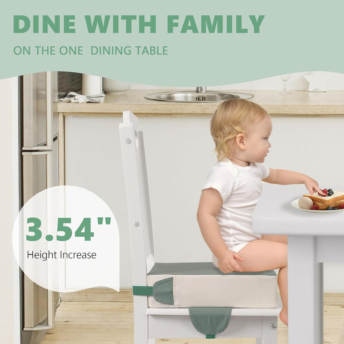 Booster Seat for Kitchen Chair, Toddler Booster Seats for Dining Table with Adjustable Straps Portable for Travel Camping Eating, Booster Cushion for Table for Baby Child Infant Kid Boy Girl