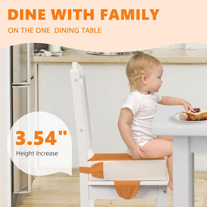 Booster Seat for Kitchen Chair, Toddler Booster Seats for Dining Table with Adjustable Straps Portable for Travel Camping Eating, Booster Cushion for Table for Baby Child Infant Kid Boy Girl