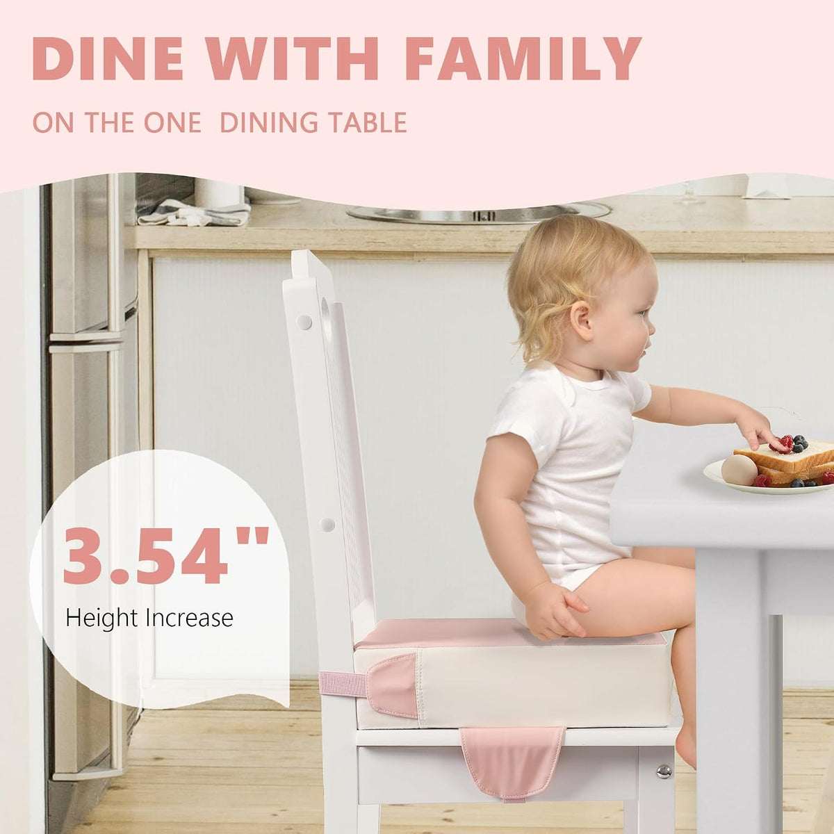 Booster Seat for Kitchen Chair, Toddler Booster Seats for Dining Table with Adjustable Straps Portable for Travel Camping Eating, Booster Cushion for Table for Baby Child Infant Kid Boy Girl