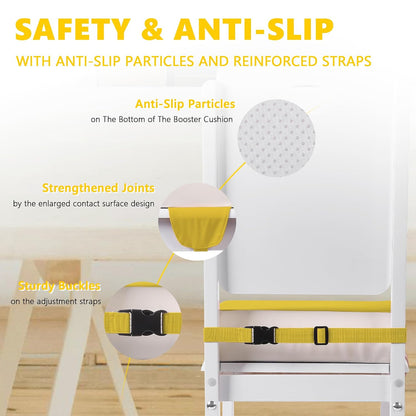Booster Seat for Kitchen Chair, Toddler Booster Seats for Dining Table with Adjustable Straps Portable for Travel Camping Eating, Booster Cushion for Table for Baby Child Infant Kid Boy Girl