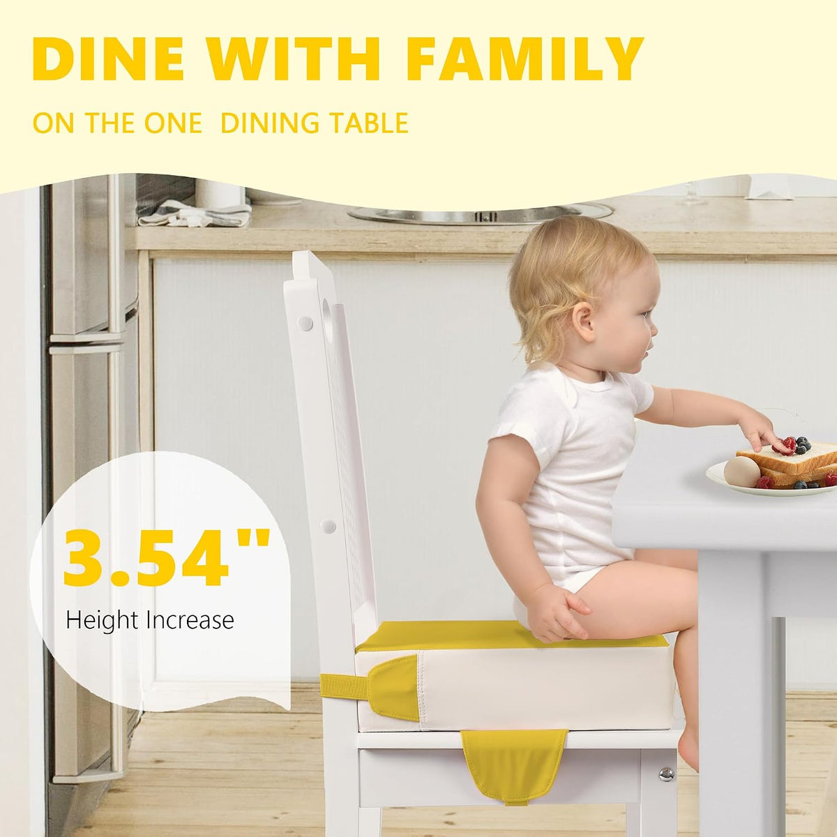 Booster Seat for Kitchen Chair, Toddler Booster Seats for Dining Table with Adjustable Straps Portable for Travel Camping Eating, Booster Cushion for Table for Baby Child Infant Kid Boy Girl