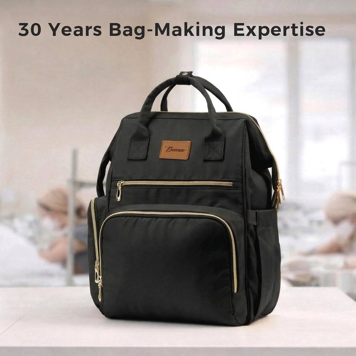 Large Diaper Bag for Mom: 27 Liters with Changing pad - Insulated Lightweight Travel Backpack for Organizing Baby Boy & Girl Essentials - Black