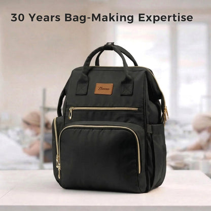 Large Diaper Bag for Mom: 27 Liters with Changing pad - Insulated Lightweight Travel Backpack for Organizing Baby Boy & Girl Essentials - Black