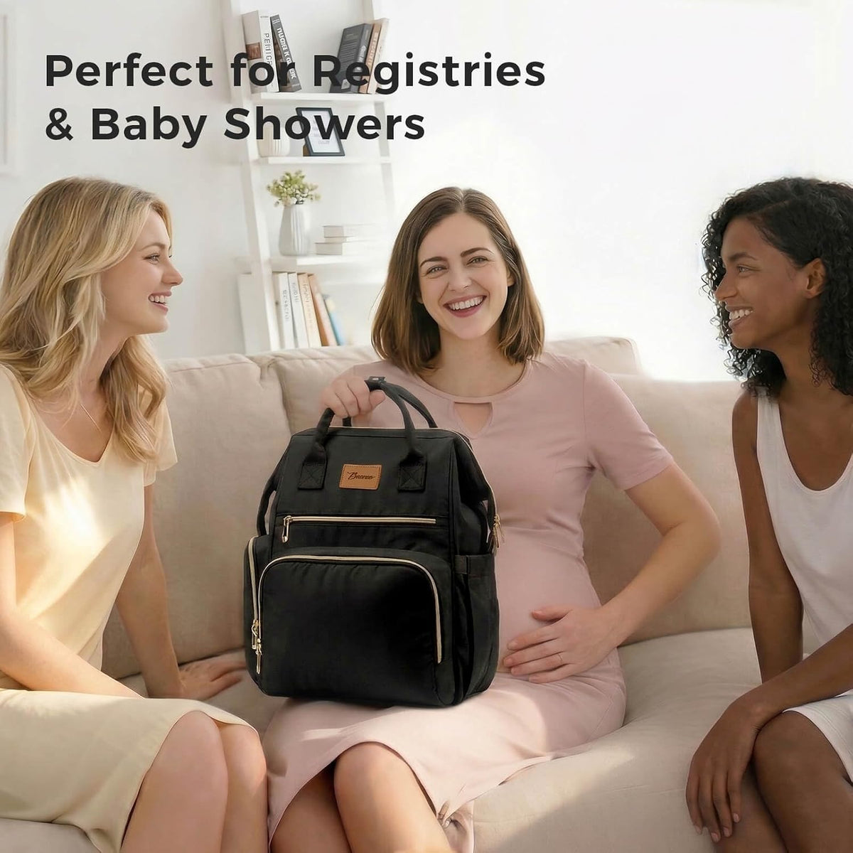 Large Diaper Bag for Mom: 27 Liters with Changing pad - Insulated Lightweight Travel Backpack for Organizing Baby Boy & Girl Essentials - Black