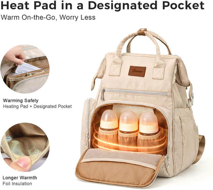 Large Diaper Bag for Mom: 27 Liters with Changing pad - Insulated Lightweight Travel Backpack for Organizing Baby Boy & Girl Essentials - Black