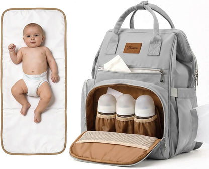 Large Diaper Bag for Mom: 27 Liters with Changing pad - Insulated Lightweight Travel Backpack for Organizing Baby Boy & Girl Essentials - Black