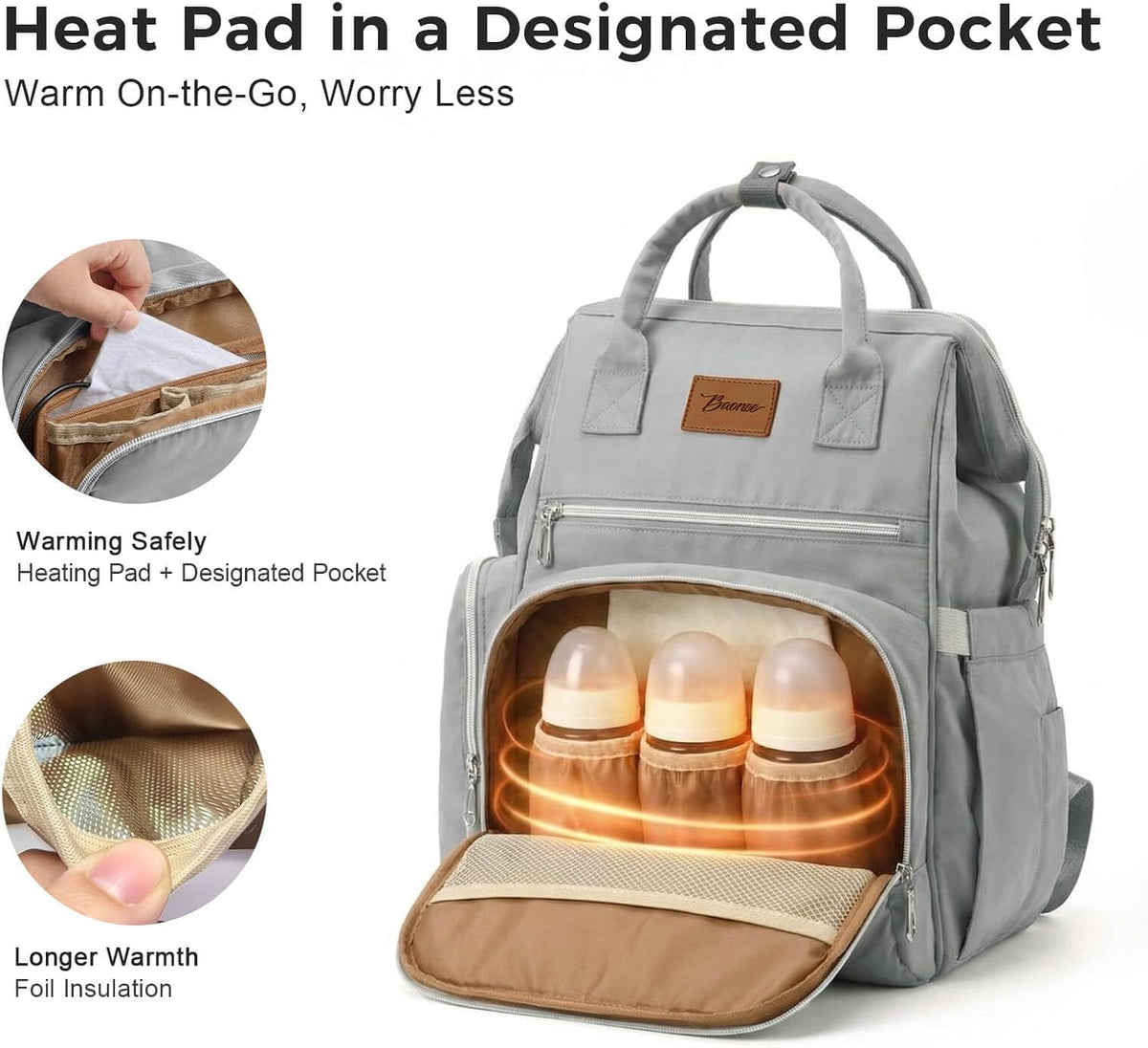 Large Diaper Bag for Mom: 27 Liters with Changing pad - Insulated Lightweight Travel Backpack for Organizing Baby Boy & Girl Essentials - Black
