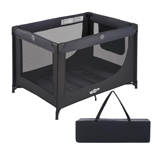 Pack and Play Portable Baby Crib Foldable Playard Leightweight Travel Playpen for Tooddlers and Infant Black