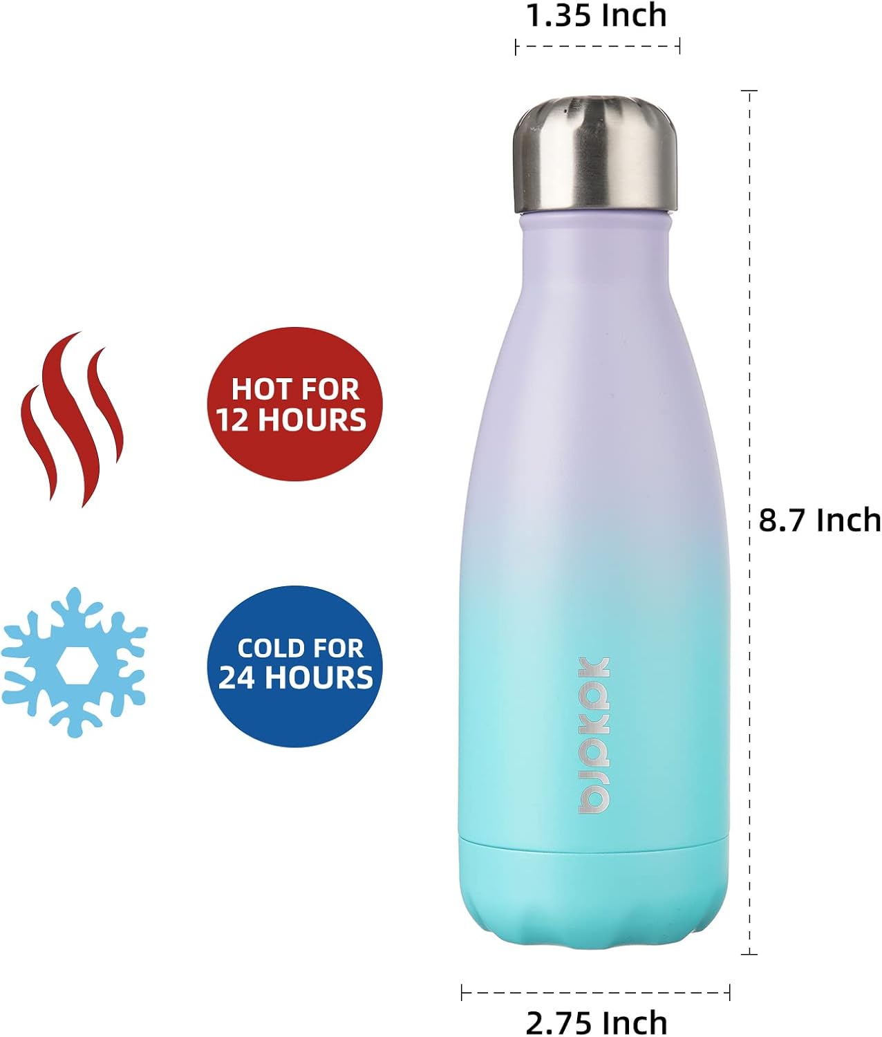 25 oz Insulated Stainless Steel Water Bottle, Metal Sports Flask | Double Wall Vacuum, Leak Proof, Keeps Hot/Cold, BPA Free, Dishwasher Safe, Cupholder Friendly, Travel, Lake Blue - Colors B