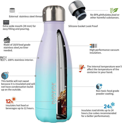 25 oz Insulated Stainless Steel Water Bottle, Metal Sports Flask | Double Wall Vacuum, Leak Proof, Keeps Hot/Cold, BPA Free, Dishwasher Safe, Cupholder Friendly, Travel, Lake Blue - Colors B