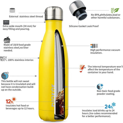 25 oz Insulated Stainless Steel Water Bottle, Metal Sports Flask | Double Wall Vacuum, Leak Proof, Keeps Hot/Cold, BPA Free, Dishwasher Safe, Cupholder Friendly, Travel, Lake Blue - Colors B