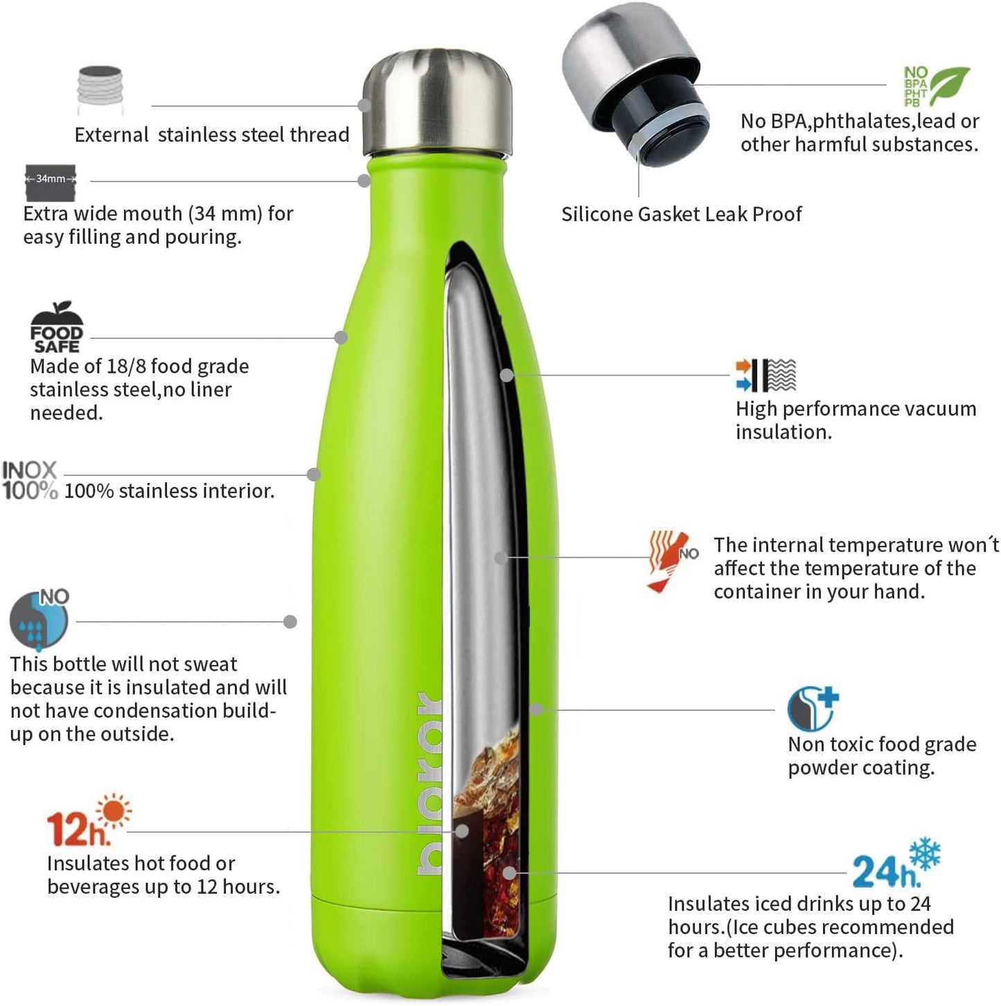 25 oz Insulated Stainless Steel Water Bottle, Metal Sports Flask | Double Wall Vacuum, Leak Proof, Keeps Hot/Cold, BPA Free, Dishwasher Safe, Cupholder Friendly, Travel, Lake Blue - Colors B