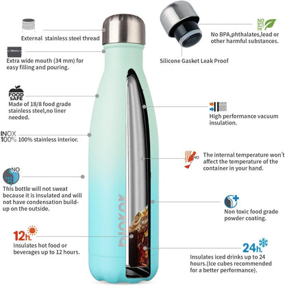 25 oz Insulated Stainless Steel Water Bottle, Metal Sports Flask | Double Wall Vacuum, Leak Proof, Keeps Hot/Cold, BPA Free, Dishwasher Safe, Cupholder Friendly, Travel, Lake Blue - Colors B