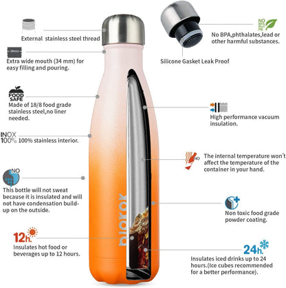 25 oz Insulated Stainless Steel Water Bottle, Metal Sports Flask | Double Wall Vacuum, Leak Proof, Keeps Hot/Cold, BPA Free, Dishwasher Safe, Cupholder Friendly, Travel, Lake Blue - Colors B