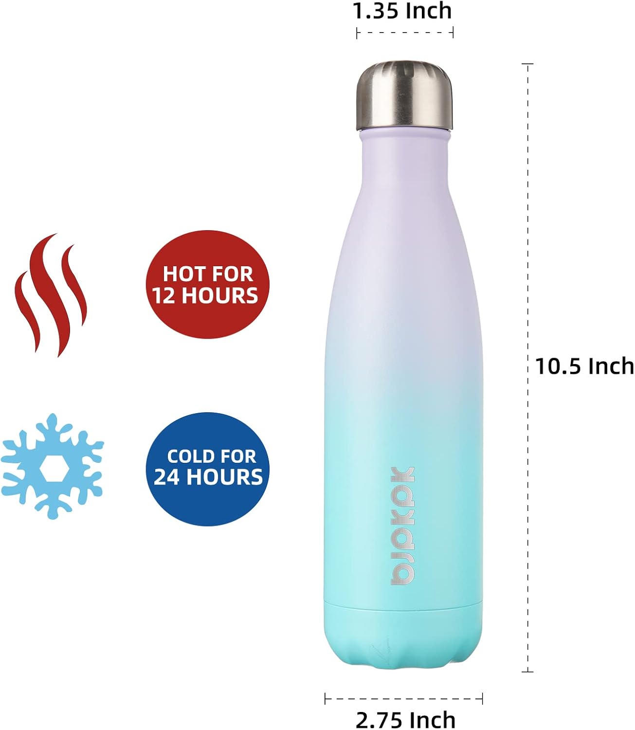 25 oz Insulated Stainless Steel Water Bottle, Metal Sports Flask | Double Wall Vacuum, Leak Proof, Keeps Hot/Cold, BPA Free, Dishwasher Safe, Cupholder Friendly, Travel, Lake Blue - Colors B