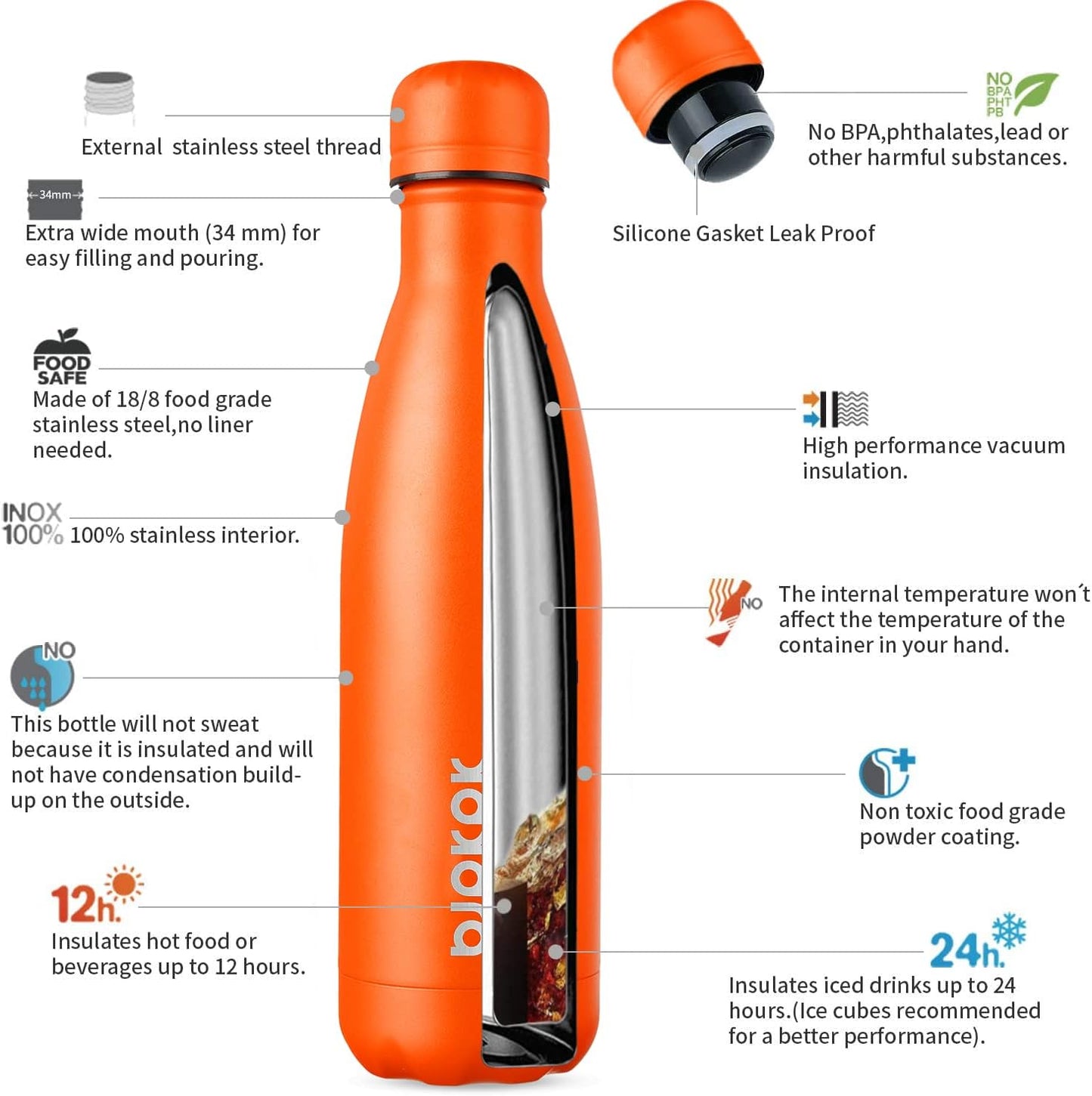 25 oz Insulated Stainless Steel Water Bottle, Metal Sports Flask | Double Wall Vacuum, Leak Proof, Keeps Hot/Cold, BPA Free, Dishwasher Safe, Cupholder Friendly, Travel, Lake Blue - Colors B