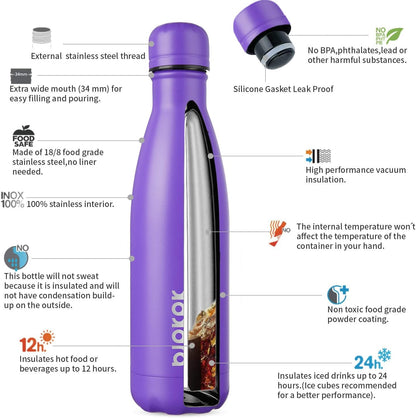 25 oz Insulated Stainless Steel Water Bottle, Metal Sports Flask | Double Wall Vacuum, Leak Proof, Keeps Hot/Cold, BPA Free, Dishwasher Safe, Cupholder Friendly, Travel, Lake Blue - Colors B