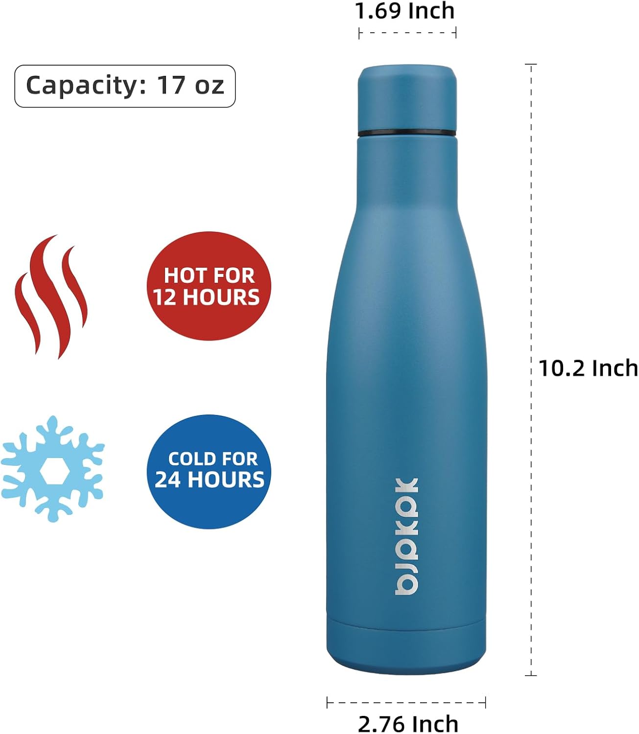 25 oz Insulated Stainless Steel Water Bottle, Metal Sports Flask | Double Wall Vacuum, Leak Proof, Keeps Hot/Cold, BPA Free, Dishwasher Safe, Cupholder Friendly, Travel, Lake Blue - Colors B
