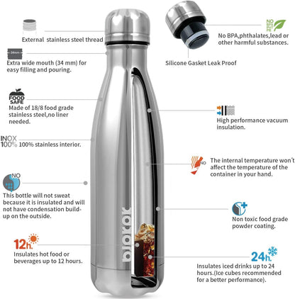 25 oz Insulated Stainless Steel Water Bottle, Metal Sports Flask | Double Wall Vacuum, Leak Proof, Keeps Hot/Cold, BPA Free, Dishwasher Safe, Cupholder Friendly, Travel, Lake Blue - Colors B