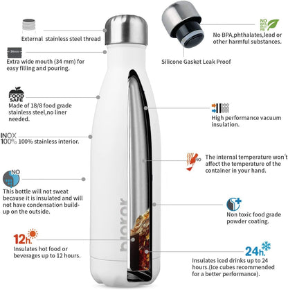 25 oz Insulated Stainless Steel Water Bottle, Metal Sports Flask | Double Wall Vacuum, Leak Proof, Keeps Hot/Cold, BPA Free, Dishwasher Safe, Cupholder Friendly, Travel, Lake Blue - Colors B