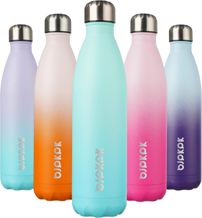 25 oz Insulated Stainless Steel Water Bottle, Metal Sports Flask | Double Wall Vacuum, Leak Proof, Keeps Hot/Cold, BPA Free, Dishwasher Safe, Cupholder Friendly, Travel, Lake Blue - Colors B