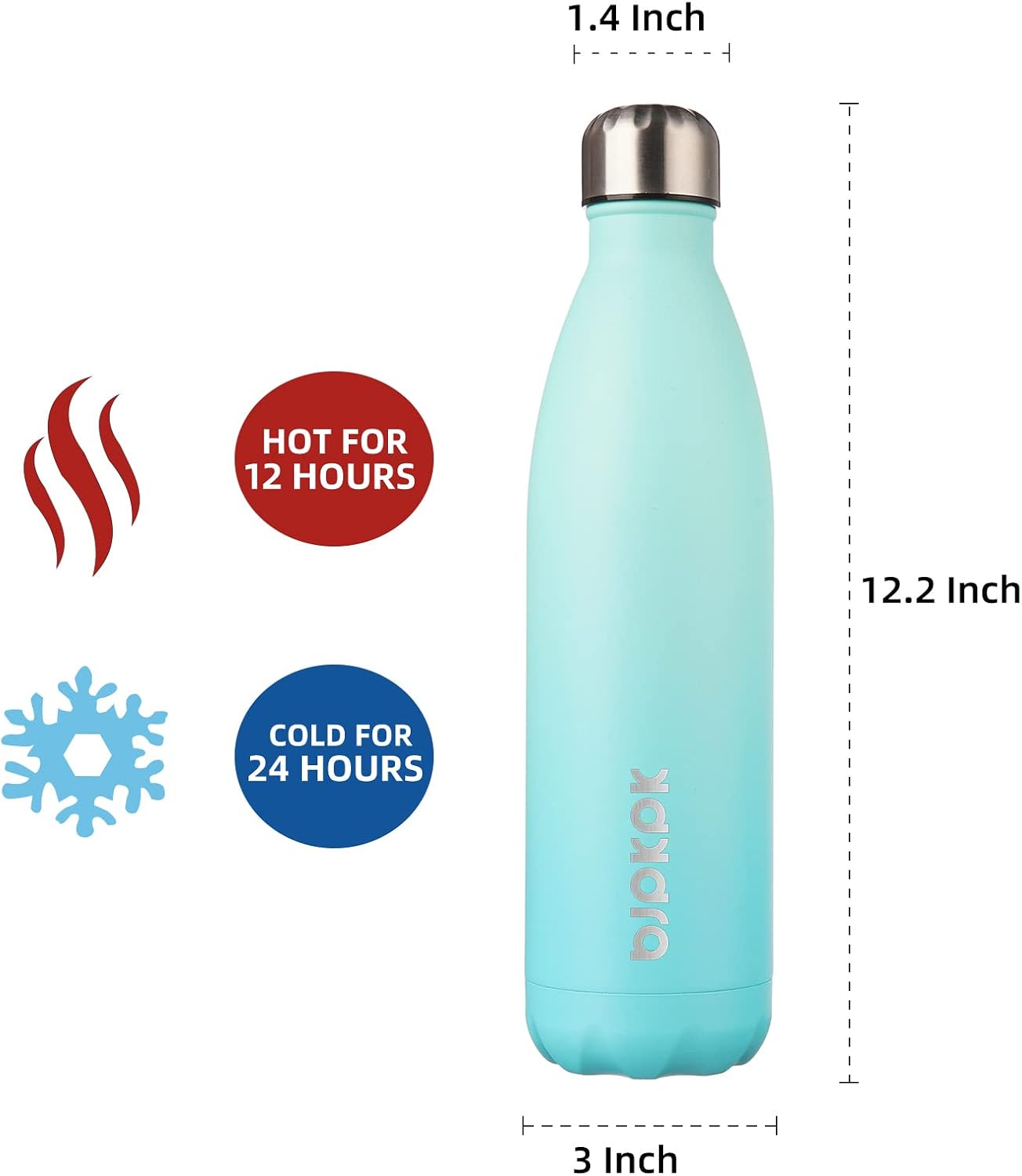 25 oz Insulated Stainless Steel Water Bottle, Metal Sports Flask | Double Wall Vacuum, Leak Proof, Keeps Hot/Cold, BPA Free, Dishwasher Safe, Cupholder Friendly, Travel, Lake Blue - Colors B