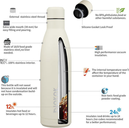25 oz Insulated Stainless Steel Water Bottle, Metal Sports Flask | Double Wall Vacuum, Leak Proof, Keeps Hot/Cold, BPA Free, Dishwasher Safe, Cupholder Friendly, Travel, Lake Blue - Colors B
