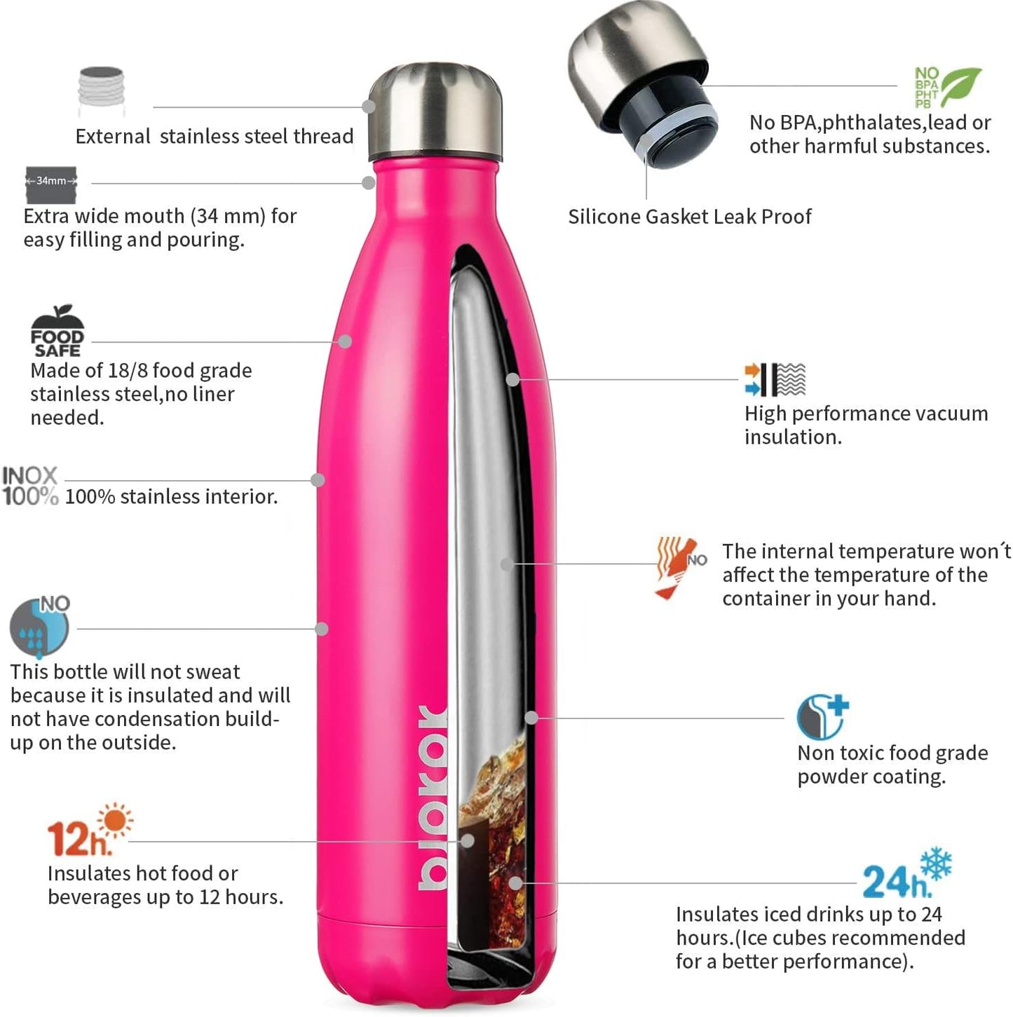 25 oz Insulated Stainless Steel Water Bottle, Metal Sports Flask | Double Wall Vacuum, Leak Proof, Keeps Hot/Cold, BPA Free, Dishwasher Safe, Cupholder Friendly, Travel, Lake Blue - Colors B
