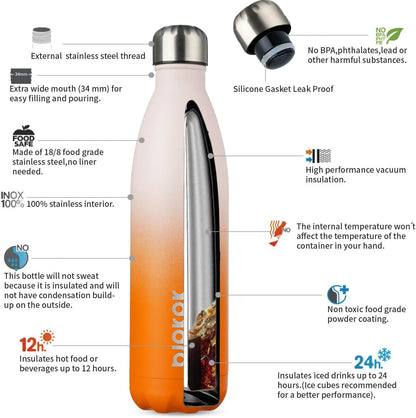 25 oz Insulated Stainless Steel Water Bottle, Metal Sports Flask | Double Wall Vacuum, Leak Proof, Keeps Hot/Cold, BPA Free, Dishwasher Safe, Cupholder Friendly, Travel, Lake Blue - Colors B