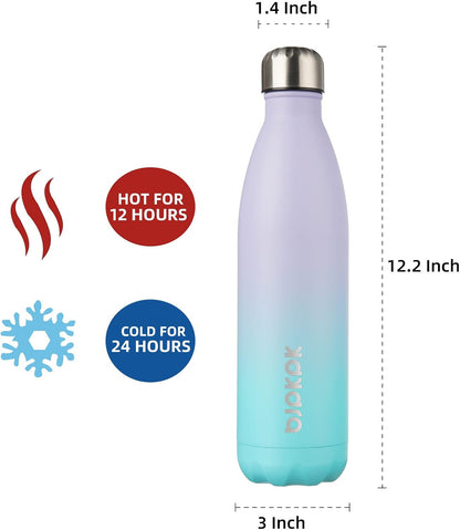 25 oz Insulated Stainless Steel Water Bottle, Metal Sports Flask | Double Wall Vacuum, Leak Proof, Keeps Hot/Cold, BPA Free, Dishwasher Safe, Cupholder Friendly, Travel, Lake Blue - Colors B