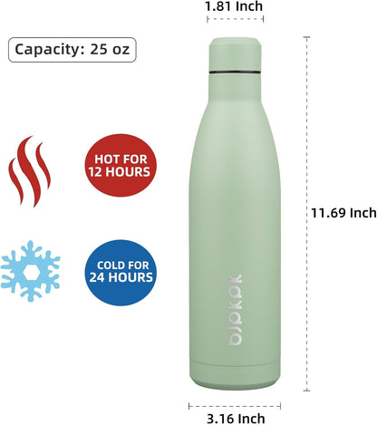 25 oz Insulated Stainless Steel Water Bottle, Metal Sports Flask | Double Wall Vacuum, Leak Proof, Keeps Hot/Cold, BPA Free, Dishwasher Safe, Cupholder Friendly, Travel, Lake Blue - Colors B