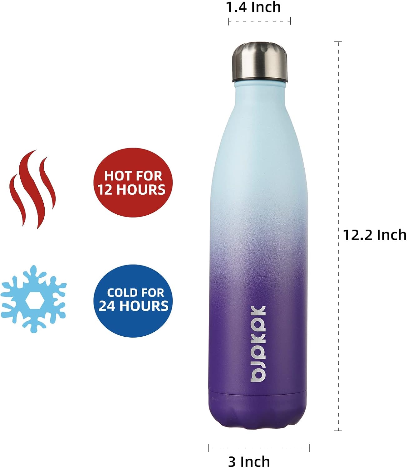 25 oz Insulated Stainless Steel Water Bottle, Metal Sports Flask | Double Wall Vacuum, Leak Proof, Keeps Hot/Cold, BPA Free, Dishwasher Safe, Cupholder Friendly, Travel, Lake Blue - Colors B