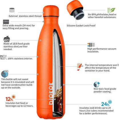 25 oz Insulated Stainless Steel Water Bottle, Metal Sports Flask | Double Wall Vacuum, Leak Proof, Keeps Hot/Cold, BPA Free, Dishwasher Safe, Cupholder Friendly, Travel, Lake Blue - Colors B