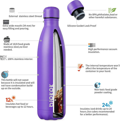 25 oz Insulated Stainless Steel Water Bottle, Metal Sports Flask | Double Wall Vacuum, Leak Proof, Keeps Hot/Cold, BPA Free, Dishwasher Safe, Cupholder Friendly, Travel, Lake Blue - Colors B