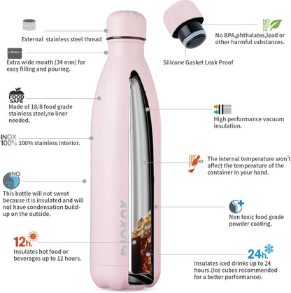 25 oz Insulated Stainless Steel Water Bottle, Metal Sports Flask | Double Wall Vacuum, Leak Proof, Keeps Hot/Cold, BPA Free, Dishwasher Safe, Cupholder Friendly, Travel, Lake Blue - Colors B