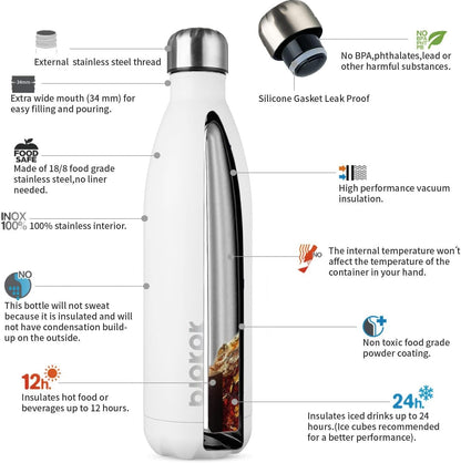 25 oz Insulated Stainless Steel Water Bottle, Metal Sports Flask | Double Wall Vacuum, Leak Proof, Keeps Hot/Cold, BPA Free, Dishwasher Safe, Cupholder Friendly, Travel, Lake Blue - Colors B