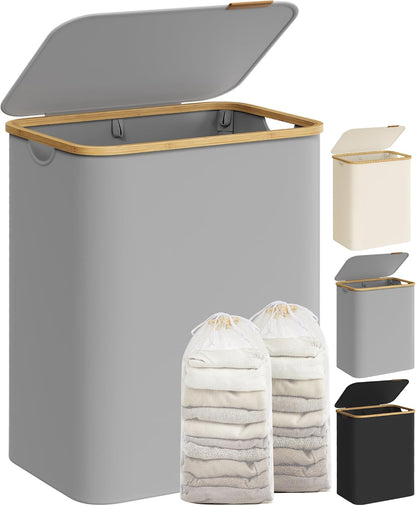 SONGMICS Laundry Hamper with Lid, 34.3-gallon (130L), Removable Mesh Liner