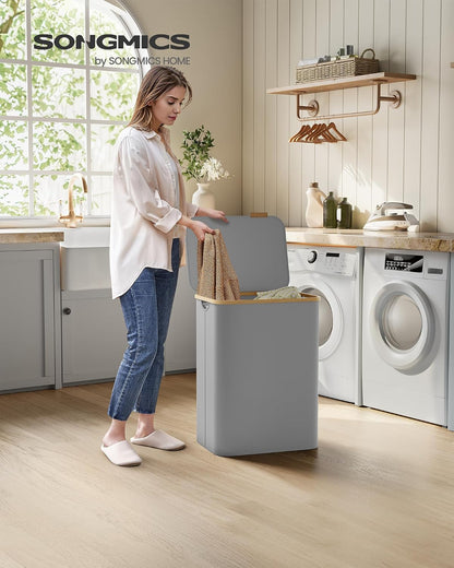 SONGMICS Laundry Hamper with Lid, 34.3-gallon (130L), Removable Mesh Liner