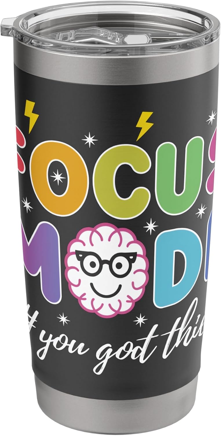 Colorful Focus Mode Text with Brain Character Stainless Steel Insulated Tumbler