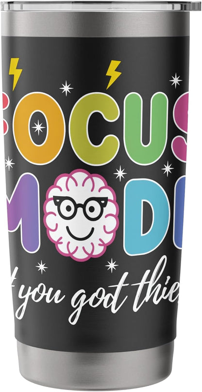 Colorful Focus Mode Text with Brain Character Stainless Steel Insulated Tumbler