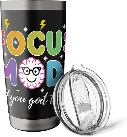 Colorful Focus Mode Text with Brain Character Stainless Steel Insulated Tumbler