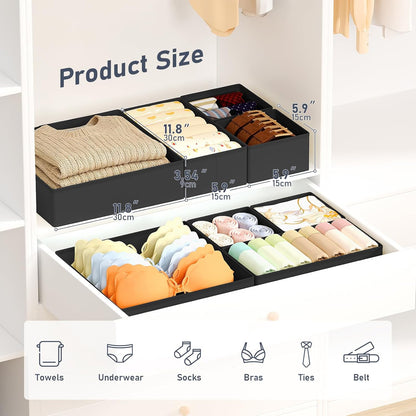 Drawer Organizer Clothes, Dresser Organizer, Foldable Closet Organizers and Storage, Fabric Dresser Bins, Drawer Dividers for Nursery, Baby Clothes, Underwears, Sock (Beige)