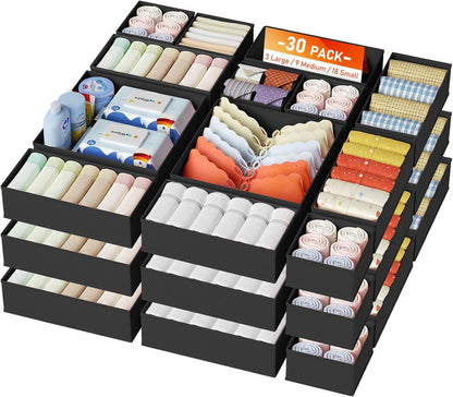 Drawer Organizer Clothes, Dresser Organizer, Foldable Closet Organizers and Storage, Fabric Dresser Bins, Drawer Dividers for Nursery, Baby Clothes, Underwears, Sock (Beige)