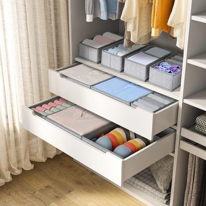 Drawer Organizer Clothes, Dresser Organizer, Foldable Closet Organizers and Storage, Fabric Dresser Bins, Drawer Dividers for Nursery, Baby Clothes, Underwears, Sock (Beige)