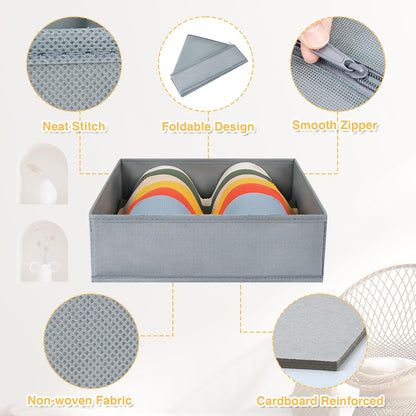Drawer Organizer Clothes, Dresser Organizer, Foldable Closet Organizers and Storage, Fabric Dresser Bins, Drawer Dividers for Nursery, Baby Clothes, Underwears, Sock (Beige)