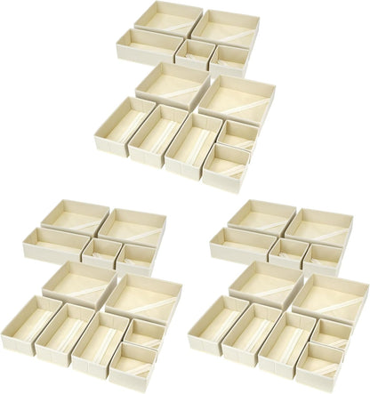 Drawer Organizer Clothes, Dresser Organizer, Foldable Closet Organizers and Storage, Fabric Dresser Bins, Drawer Dividers for Nursery, Baby Clothes, Underwears, Sock (Beige)