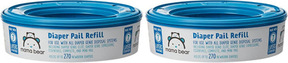 Amazon Brand- Round Diaper Pail Refills for Diaper Genie Pails, Odor Control, Unscented, 1080 Count (4 Packs of 270 Count), Compatible with Diaper Genie Complete, Elite and Expressions Pails