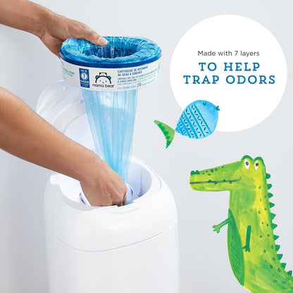 Amazon Brand- Round Diaper Pail Refills for Diaper Genie Pails, Odor Control, Unscented, 1080 Count (4 Packs of 270 Count), Compatible with Diaper Genie Complete, Elite and Expressions Pails
